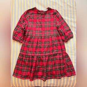 H&M puffy sleeves Red and Green Plaid Girls Dress